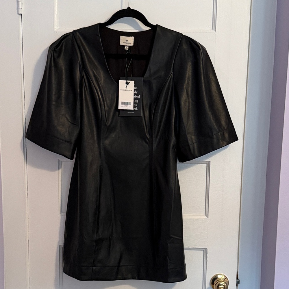 Tuckernuck Black Faux Leather Mini Dress